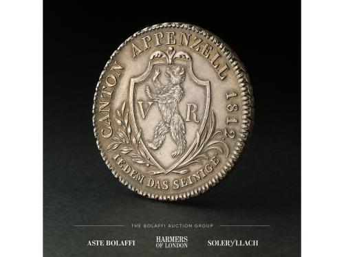 CANTONES SUIZOS. 4 Franken. 1812. APPENZELL. Anv.: Escudo co