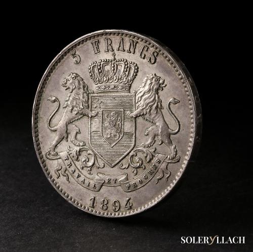 CONGO BELGA. 5 Francs. 1894. Leopold II. 24,96 grs. AR. Bril