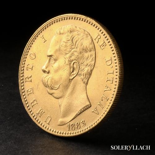 ITALIA. 100 Lire. 1883-R. UMBERTO I. 32,18 grs. AU. (Rayitas