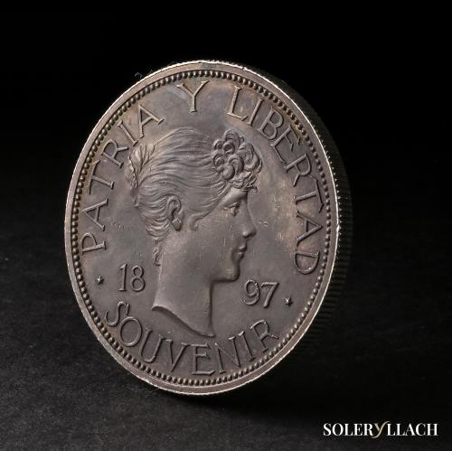 CUBA. 1 Peso Souvenir. 1897. 22,41 grs. AR. Fecha junta y es