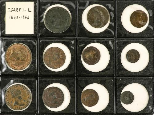 ISABEL II. Lote 46 cobres. AE. Incluye Maravedíes, Céntimos 