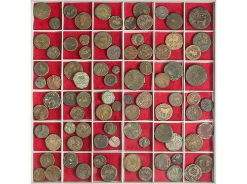 MONEDAS HISPÁNICAS. Lote 83 cobres. DIFERENTES CECAS. Muchas