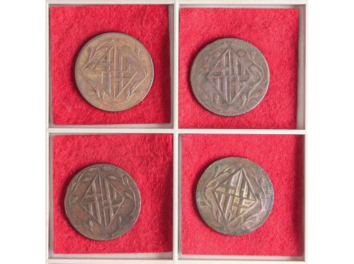 OCUPACIÓN NAPOLEÓNICA de CATALUNYA. Lote 4 monedas 4 Quartos