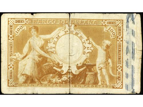 BANCO DE ESPAÑA. 100 Pesetas. 1 Junio 1889. Goya. (Roturas).