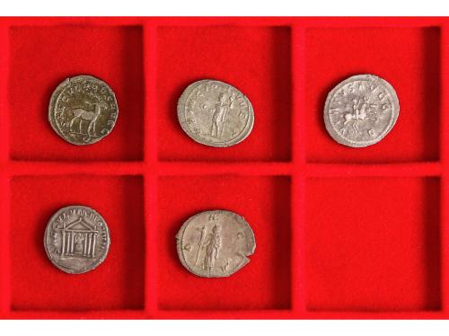 IMPERIO ROMANO. Lote 5 monedas Antoniniano. FILIPO I y FILIP