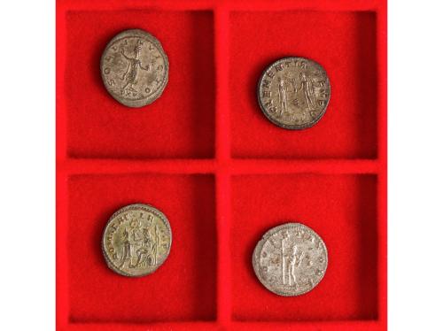IMPERIO ROMANO. Lote 4 monedas Antoniniano. GALIENO (2), TÁC