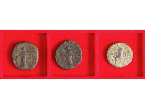 IMPERIO ROMANO. Lote 3 monedas As. FAUSTINA II, VOLUSIANO, T