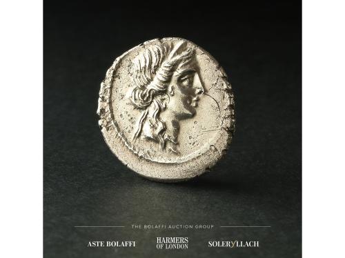 IMPERIO ROMANO. Denario. 47-46 a.C. JULIO CÉSAR. GALIA. Anv.
