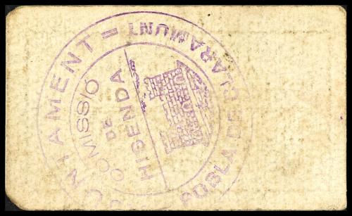 CATALUNYA. 10 Cèntims. Aj. de POBLA DE CLARAMUNT. Cartón. (A