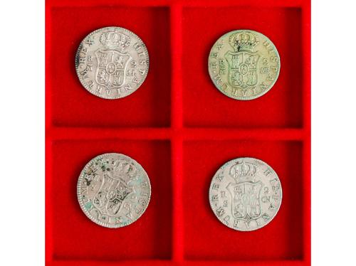 CARLOS IV. Lote 4 monedas 2 Reales. 1795, 1799, 1806, 1808. 