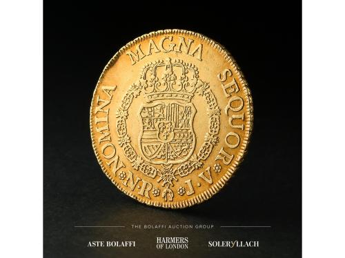 CARLOS III. 8 Escudos. 1761. NUEVO REINO. J.V. Anv.: Busto a