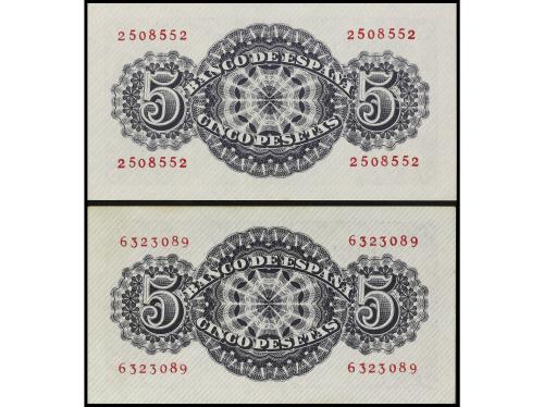 ESTADO ESPAÑOL. Lote 2 billetes 5 Pesetas. 12 Abril 1947. Sé