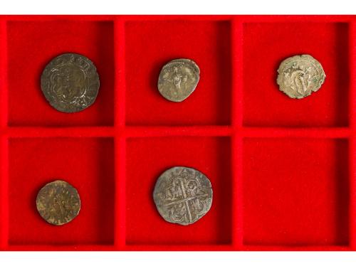 LOTES y COLECCIONES. Lote 5 monedas. IMPERIO ROMANO a MONARQ