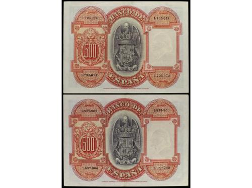 GUERRA CIVIL, ZONA REPUBLICANA. Lote 2 billetes 500 Pesetas.