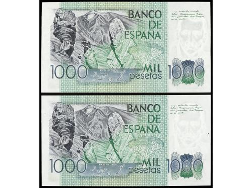 JUAN CARLOS I. Lote 2 billetes 1.000 Pesetas. 23 Octubre 197