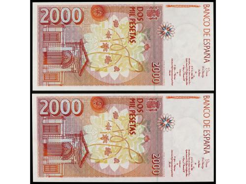 JUAN CARLOS I. Lote 2 billetes 2.000 Pesetas. 24 Abril 1992.