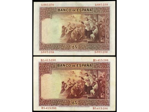 BANCO DE ESPAÑA. Lote 2 billetes 25 Pesetas. 12 Octubre 1926