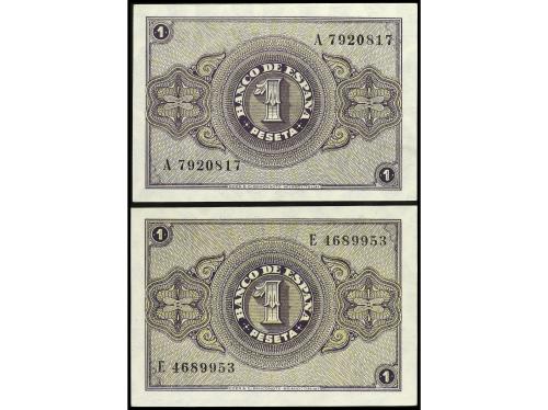 ESTADO ESPAÑOL. Lote 2 billetes 1 Peseta. 28 Febrero 1938. S