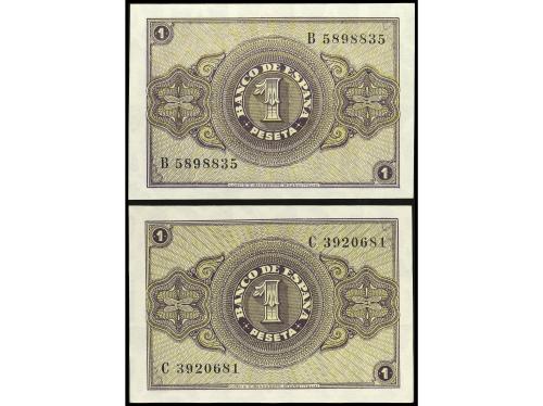 ESTADO ESPAÑOL. Lote 2 billetes 1 Peseta. 12 Octubre 1937. S