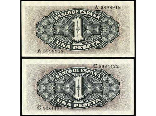 ESTADO ESPAÑOL. Lote 2 billetes 1 Peseta. 4 Septiembre 1940.