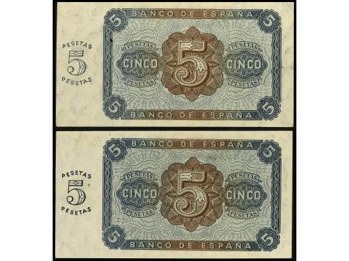 ESTADO ESPAÑOL. Lote 2 billetes 5 Pesetas. 10 Agosto 1938. S