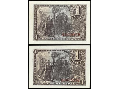 ESTADO ESPAÑOL. Lote 2 billetes 1 Peseta. 21 Mayo 1943. Fern