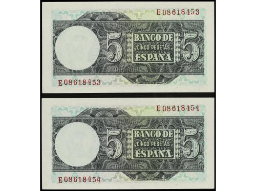 ESTADO ESPAÑOL. Lote 2 billetes 5 Pesetas. 15 Marzo 1948. El
