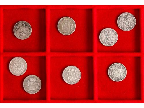 LOTES CENTENARIO. Lote 8 monedas 50 Céntimos. 1880, 85, 92, 