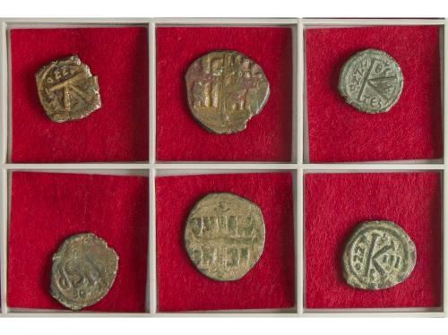 MONEDAS BIZANTINAS. Lote 6 monedas 1/2 y 1 Follis. JUSTINIAN