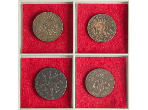 ISABEL II. Lote 14 monedas. Incluye 2 monedas 40 Céntimos de