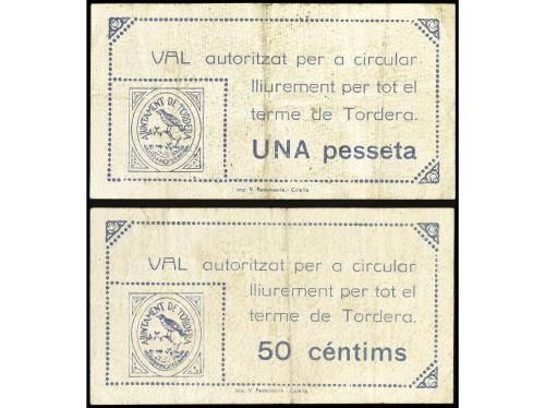CATALUNYA. Lote 2 billetes 50 Cèntims y 1 Pesseta. 11 Maig 1