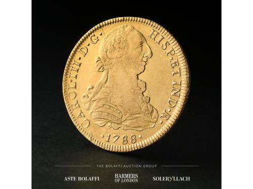 CARLOS III. 8 Escudos. 1788. MÉXICO. F.M. Anv.: Busto a dere