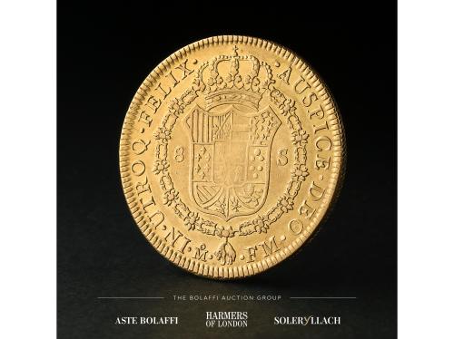 CARLOS III. 8 Escudos. 1788. MÉXICO. F.M. Anv.: Busto a dere