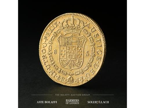 CARLOS IV. 8 Escudos. 1792. LIMA. I.J. Anv.: Busto a derecha