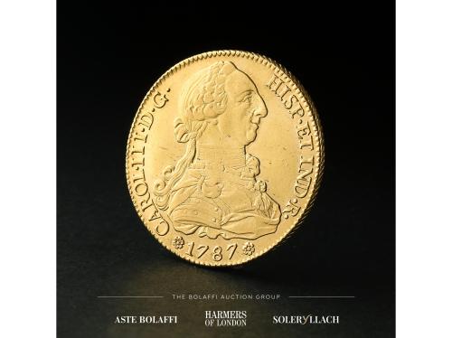 CARLOS III. 8 Escudos. 1787. SEVILLA. C.M. Anv.: Busto a der