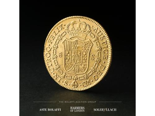 CARLOS III. 8 Escudos. 1787. SEVILLA. C.M. Anv.: Busto a der