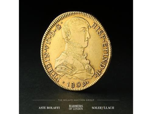 FERNANDO VII. 8 Escudos. 1809. LIMA. J.P. Anv.: Busto Indíge