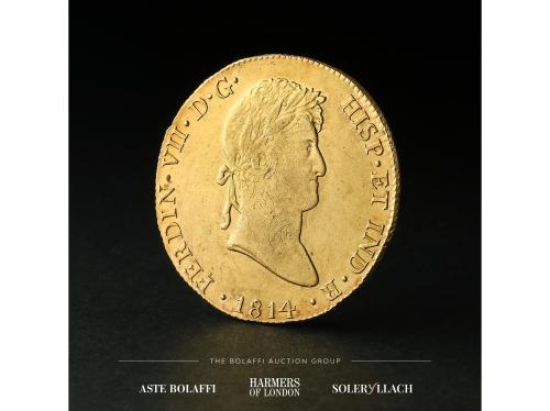 FERNANDO VII. 8 Escudos. 1814. LIMA. J.P. Anv.: Busto laurea