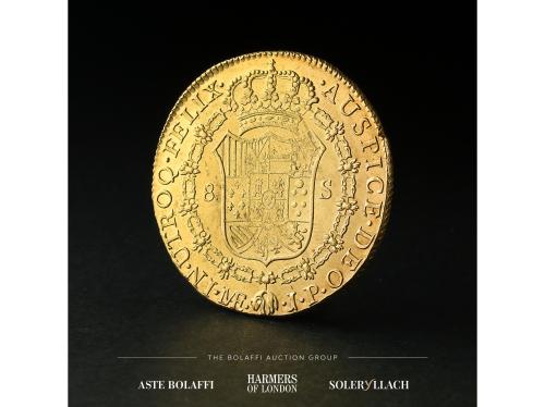 FERNANDO VII. 8 Escudos. 1814. LIMA. J.P. Anv.: Busto laurea