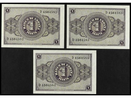 ESTADO ESPAÑOL. Lote 3 billetes 1 Peseta. 28 Febrero 1938. E