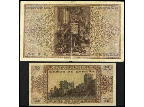 ESTADO ESPAÑOL. Lote 2 billetes 50 y 1.000 Pesetas. 20 Mayo 