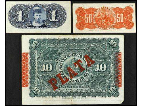 EMISIONES DE ULTRAMAR I ANDORRA. Lote 3 billetes. 1896. BANC
