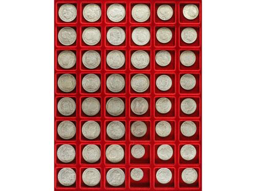 LOTES y COLECCIONES. Lote centenares monedas y 48 billetes. 