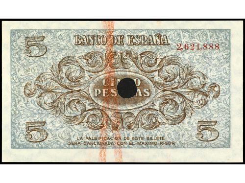 ESTADO ESPAÑOL. 5 Pesetas. 21 Noviembre 1936. Con taladro ce