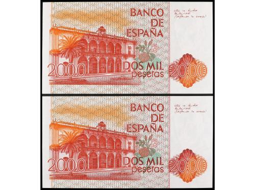 JUAN CARLOS I. Lote 2 billetes 2.000 Pesetas. 22 Julio 1980.