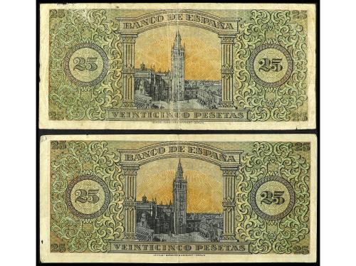 ESTADO ESPAÑOL. Lote 2 billetes 25 Pesetas. 20 Mayo 1938. Gi