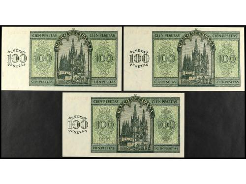 ESTADO ESPAÑOL. Lote 3 billetes 100 Pesetas. 21 Noviembre 19