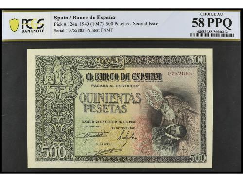 ESTADO ESPAÑOL. Lote 2 billetes 500 Pesetas. 21 Octubre 1940