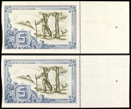 GUERRA CIVIL, ZONA REPUBLICANA. Lote 2 billetes 5 Pesetas. 1