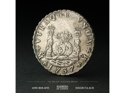 FELIPE V. 8 Reales. 1737. MÉXICO. M.F. Anv.: Escudo de armas